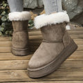 cross-border winter new arrivalfleece-linedthickenedplus size snow boots thick sole fur bow bowsheattech short boots for women