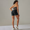 New seamless solid color high-elasticity sports bra and underwear yoga set - two-piece running and fitness outfit