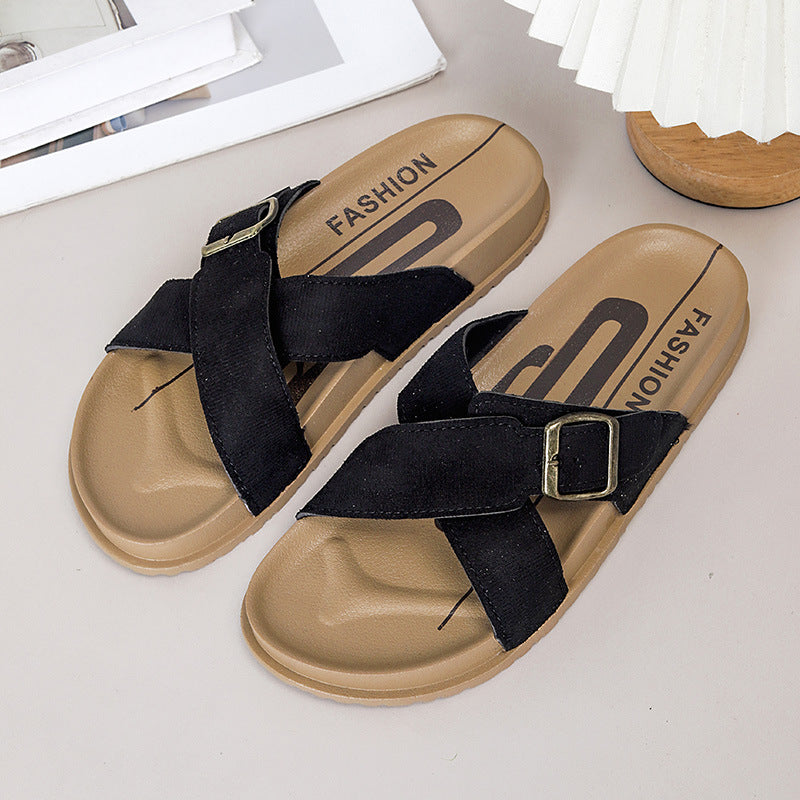 2026 new french retro platform crossover strap french chic sandals & slippers - summer women's outerwear fashion export