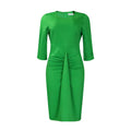 European and american style summer new fashion professional elegant solid color round neck bodycon pencil skirt ol dress - wholesale
