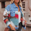 European and american cross-border e-commerce women's apparel:  independent store autumn new arrival - washed color block denim jacket, cropped top