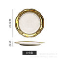 Accessible luxury pastry plate ceramic gold rim western food plate special ceramic steak plate commercial tableware casual model room decoration