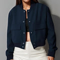 cross-border e-commerce women's fashion: european and american summer new arrivals - elegant commute round neck short single-breasted jacket