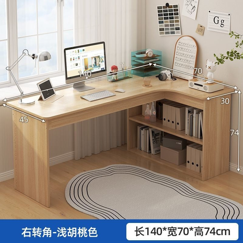 Nordic student desk with bookshelf - all-in-one home bedroom desktop computer desk - assembled study table for elementary school students - writing desk