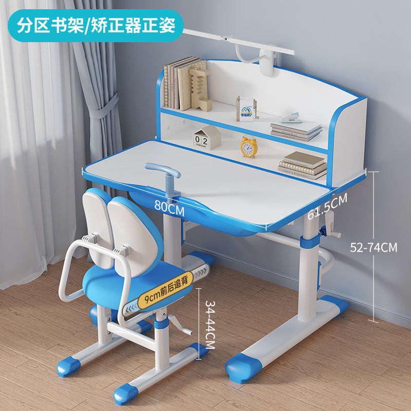 Children's study table Primary school students Writing homework desk Household simple children's desks and chairs Lifting table set