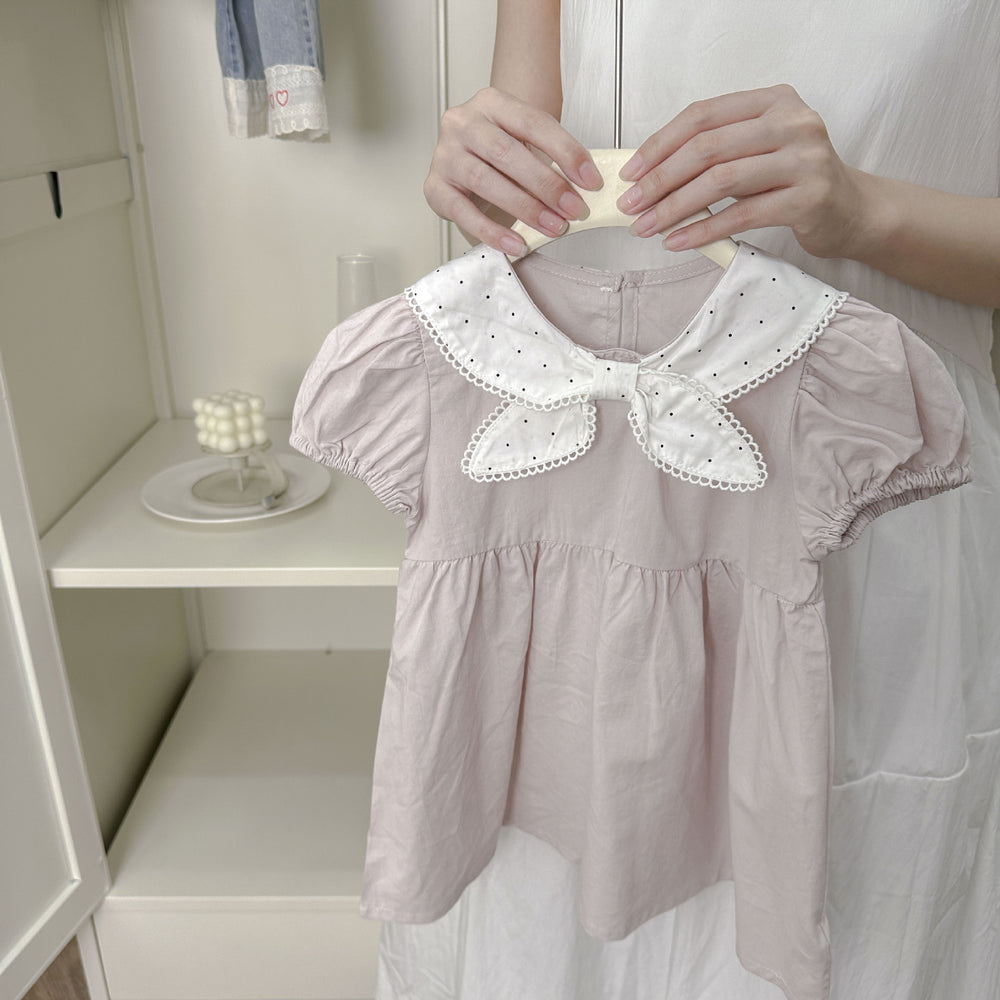 [summer clothing big sale free shipping] girls' baby shirt summer  k-style forest style baby girls' fashionable shirt short sleeves