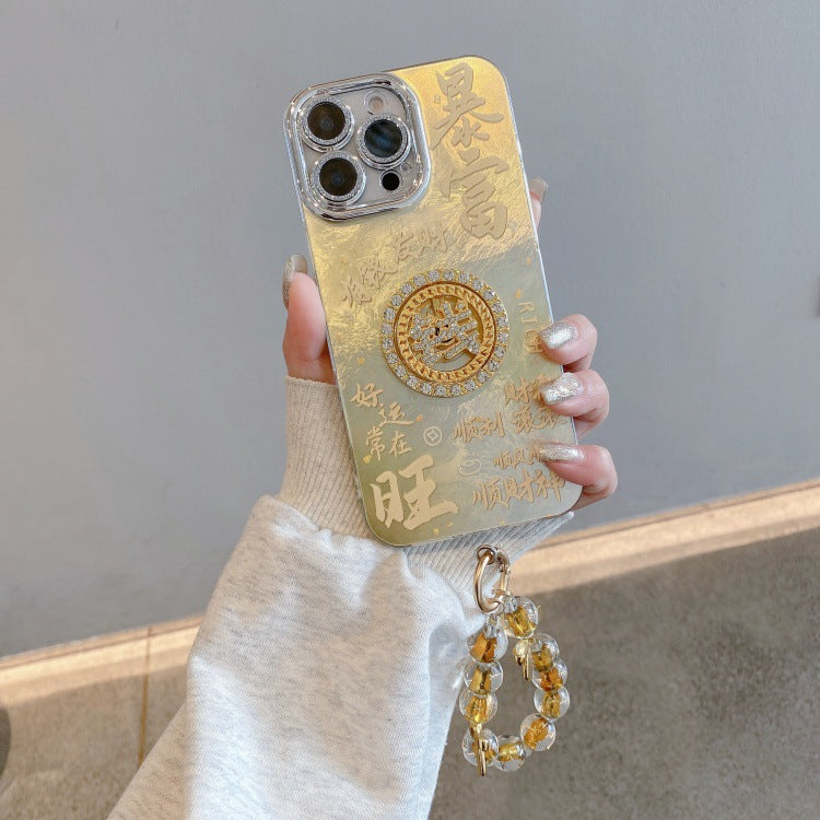 New year's wheel of fortune spinner case for apple 16 - good luck & fortune swirl design - iphone 11 full coverage lens protector case