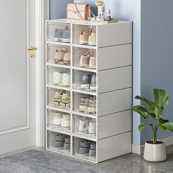 Folding shoe box household door shoe rack shoe storage box drawer type transparent shoe cabinet storage box saves space