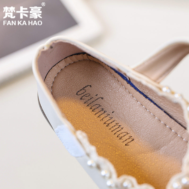 Vancahao girls' bow princess shoes -  spring/autumn new collection - kids' chanel-inspired mary janes leather shoes