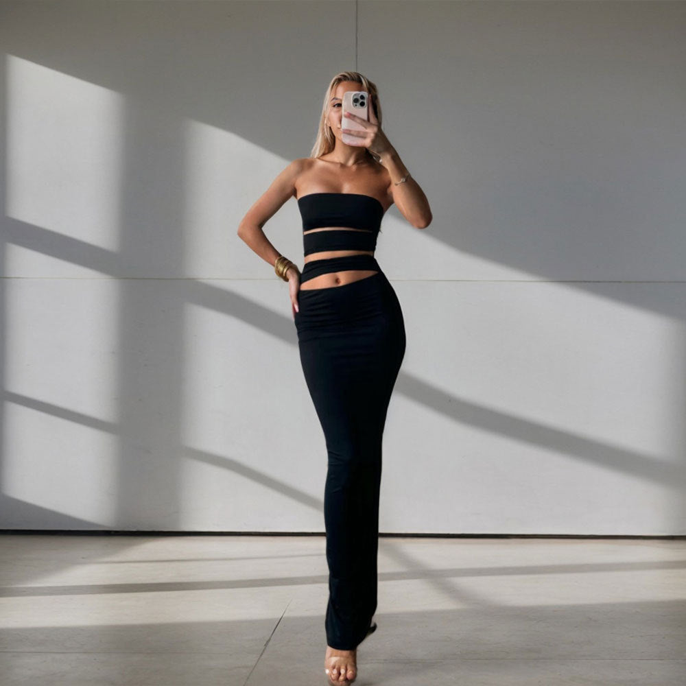 Aliexpress foreign trade women's ins trendy style dress spring/summer new slimming design bodycon maxi dress