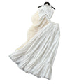 Vacation style halter strap vest high waistruffles long skirt two-piece set female summer age reduction slimming lookelegantsuit