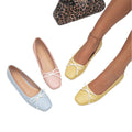 Trendy niche women's flats, 2026 spring/summer new collection, woven bow square-toe low-heeled pumps