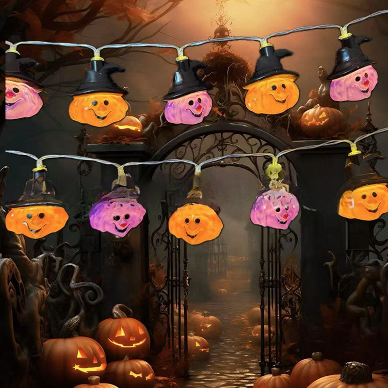 New Halloween light string skull ghost horror decorative lights ghost festival atmosphere small lights battery box pumpkin lights