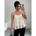 Women's new summer casual minimalist solid color double-layer design loose tank top
