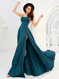 2025 spring collection: new european and american style women's spaghetti strap backless sexy slit evening party gown dress