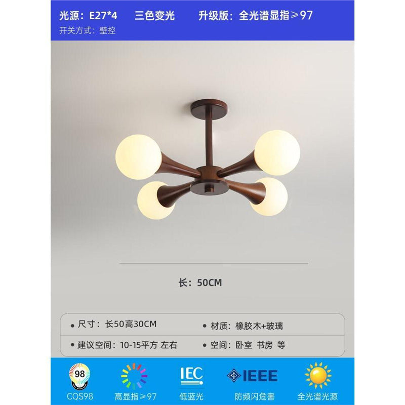 Magic bean bedroom chandelier modern casual japanese wabi-sabi style study ceiling lamp scandinavian creative walnut dining room lamp
