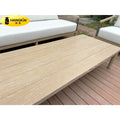 Complete custom nordic casual outdoor rattan woven teak sofa set for villa courtyard, outdoor rattan woven table and chair set with solid wood frame