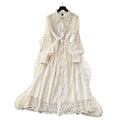 Frenchretro heavy industry embroider sequin mesh embroider strap waist single breasted dress women's elegance long skirt