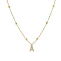 Fashion cross-border accessible luxury diamond-encrusted 26-letter necklace fashion copper micro-paved zircon pendant stainless steel ball necklace