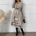 2025fall and winter cross-border pleated longlong sleevescardigan windbreaker outer knittingoutwear lined dress suit