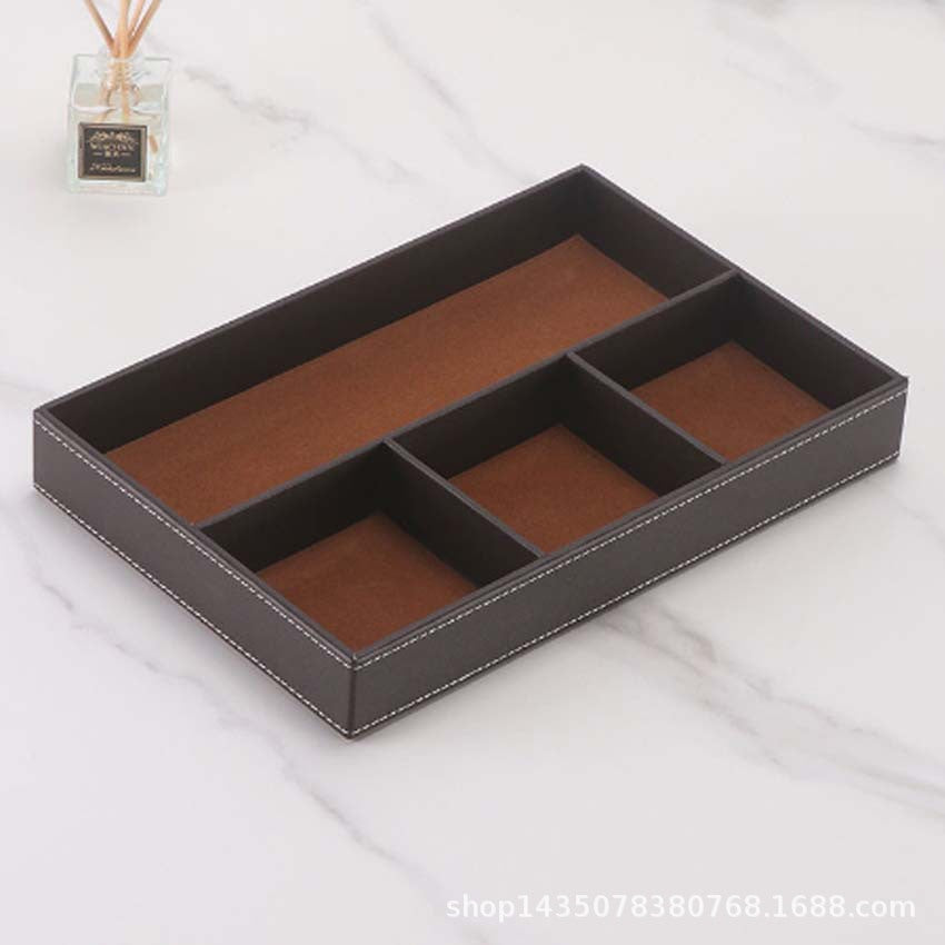 Four-grid tray, multi-functional countertop storage box, bedroom jewelry storage, entrance key mobile phone placement