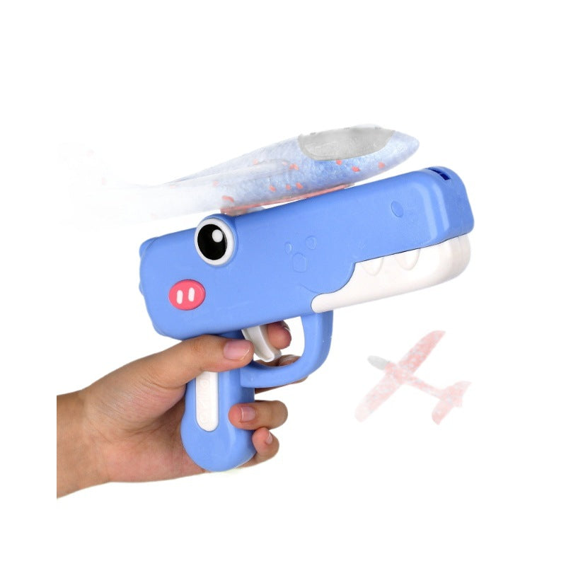 Cute dinosaur foam airplane gun outdoor drop-resistant toy hand throw glider boy girl kids ejection toy gun