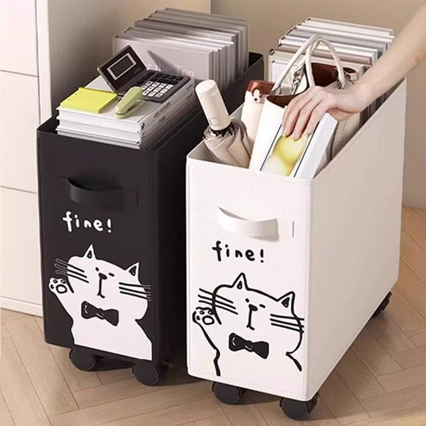 Office under-table storage basket, movable trolley with wheels, foldable storage basket, station bag storage artifact