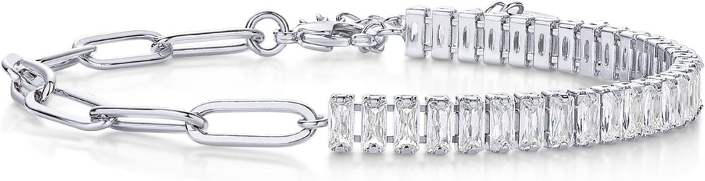 European and american popular paper clip splicing rectangular zircon bracelet for women cross-border e-commerce popular crystal birthstone bracelet