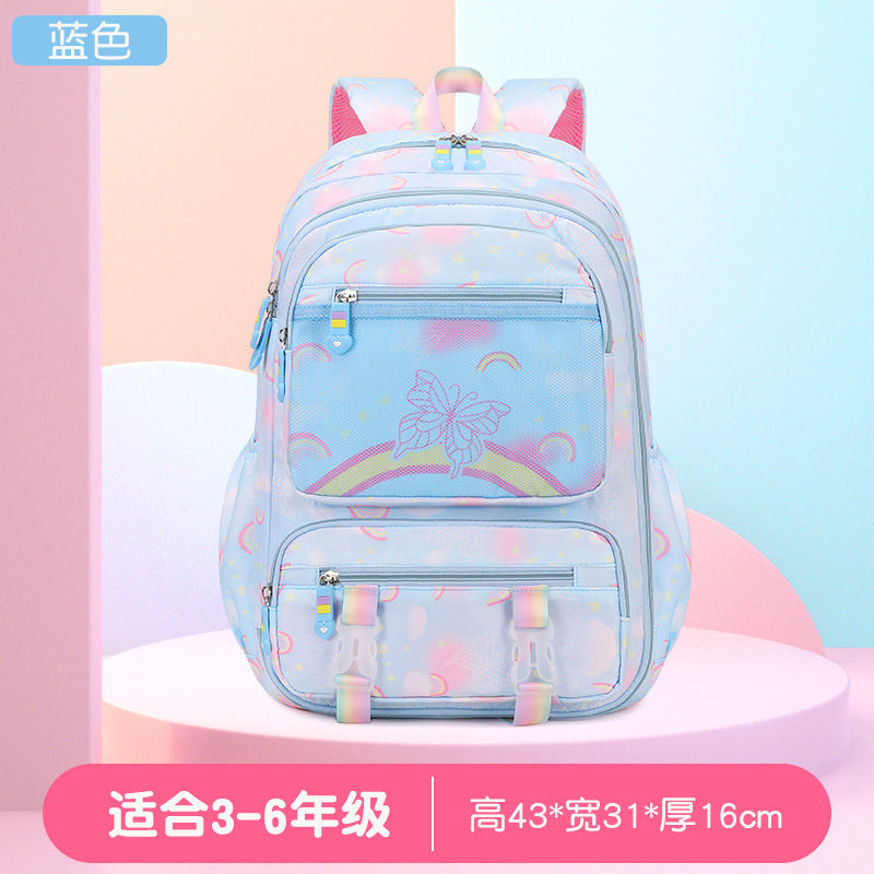 New rainbow minimalist refrigerator door backpack for elementary school students - lightweight schoolbag for girls, grades 1-6