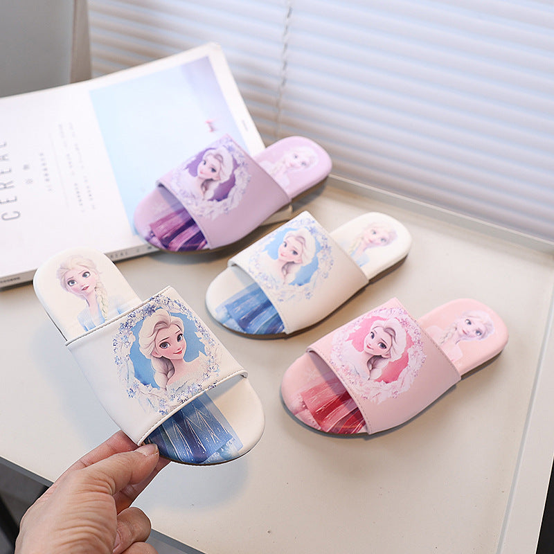 Vancahao sandals & slippers -  summer new arrivals: stylish frozen-themed family slides for little girls and big kids, featuring soft soles