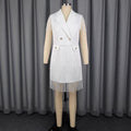 Export suit v neckshort party dress double breasted waist tassel hem work clothingdresses