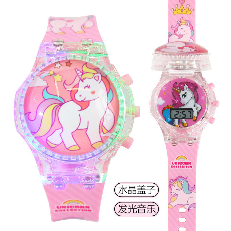 Educational toy unicorn kids watch - musical, light-up, rotating electronic watch for boys and girls, ages 3-9