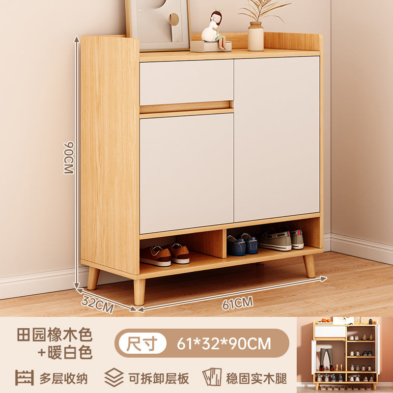 Solid wood shoe cabinet, indoor entrance to the home entrance, simple wall locker, shoe rack, log wind
