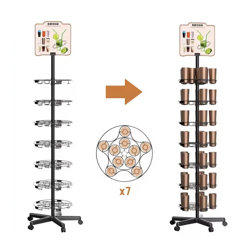 Source Factory Rotatable Cup Display Stand Metal Cup Storage Rack Suitable for Supermarkets
