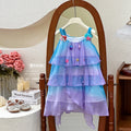 Girls' summer dress -  new gradient color stylish mermaid princess dress