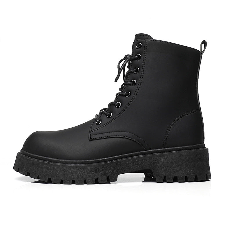 Boots for men 2026new arrivalspring black british style fan motorcycle workwear boots high-top soft leather waterproofcasual leather boots