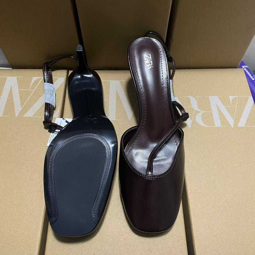 Za2025summernew arrival square toe thick heel toe thin strap sandals back strap k-style daily outing easiest for match sandals