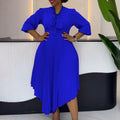 C8639  cross-border three-quarter sleeve tie backelegantelegancefashion asymmetrical skirt pleatedexportdress