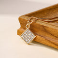 Wholesale fashion jewelry: european & american style necklace for autumn/winter - alloy pendant necklace with cubic zirconia, simple square tag design