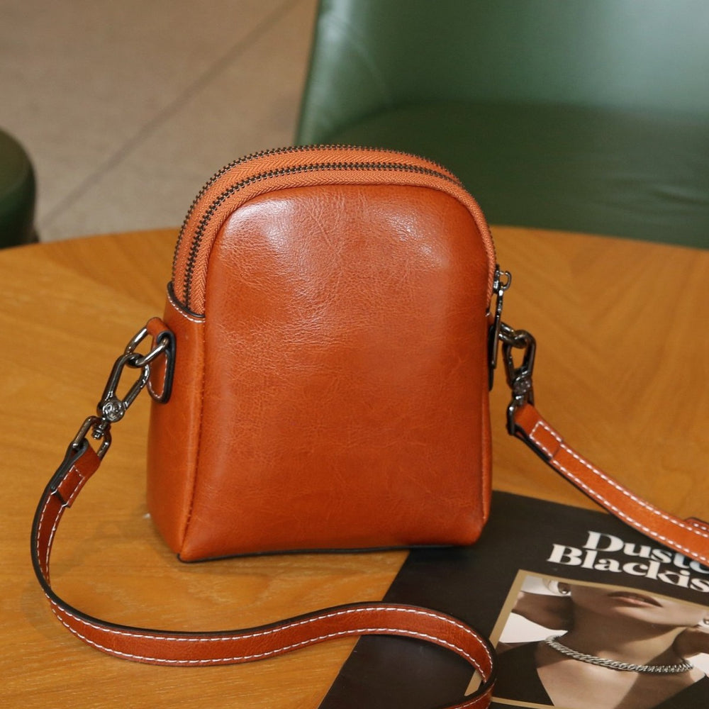 Genuine leather women's bag 2024 new fashion shoulder bag small trendy ladies' phone bag soft leather versatile european and american style crossbody bag