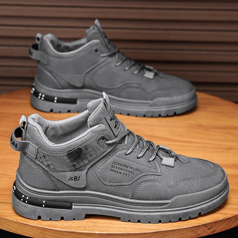 Men's winter new high-top martin boots - slip-resistant, durable work boots, height-increasing, wear-resistant thick-soled outdoor hiking shoes
