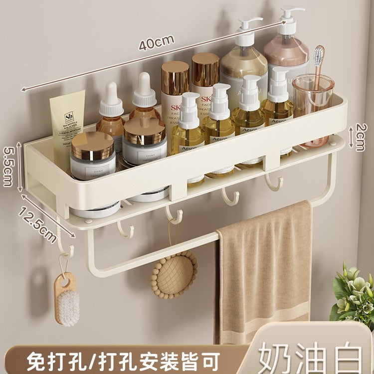 Space Aluminum Cream Wind Toilet Wash Desk Shelf No Punching Toilet Bathroom Toilet Wall Hanging Storage Rack