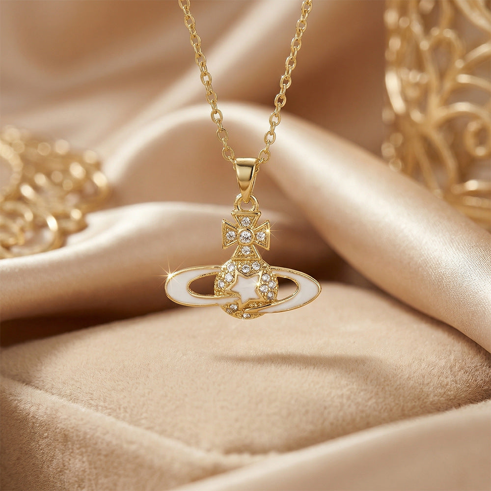 Popular hot-selling zirconium-inlaid classy necklace, accessible luxury, niche women's versatile elegant, simple, non-fading clavicle chain jewelry