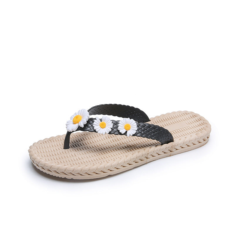 New arrival three flowers summer flip-flops women's outwear k-style non-slip women's flats sandals beach delivery