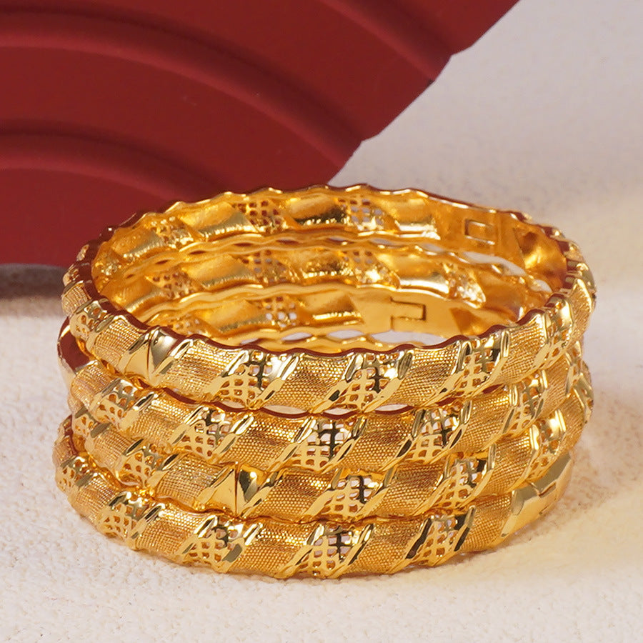24k gold plated middle eastern women's fashion open copper bangle dubai saudi arabian jewelry bridal luxury