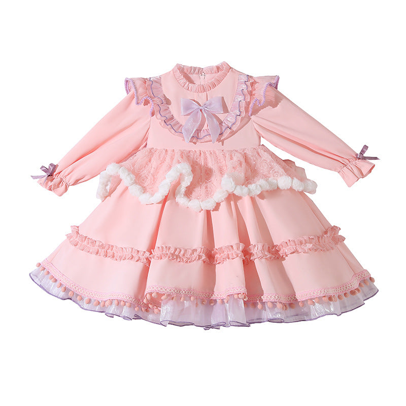 Ready-to-ship lolita princess dress for girls, baby girl's first birthday lolita birthday outfit, stylish spring and autumn dress, korean style