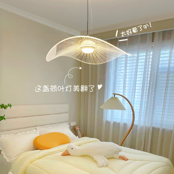 Nordic bedroom lamps simple modern creative lotus leaf straw hat lamp designer bedside master bedroom study restaurant chandelier