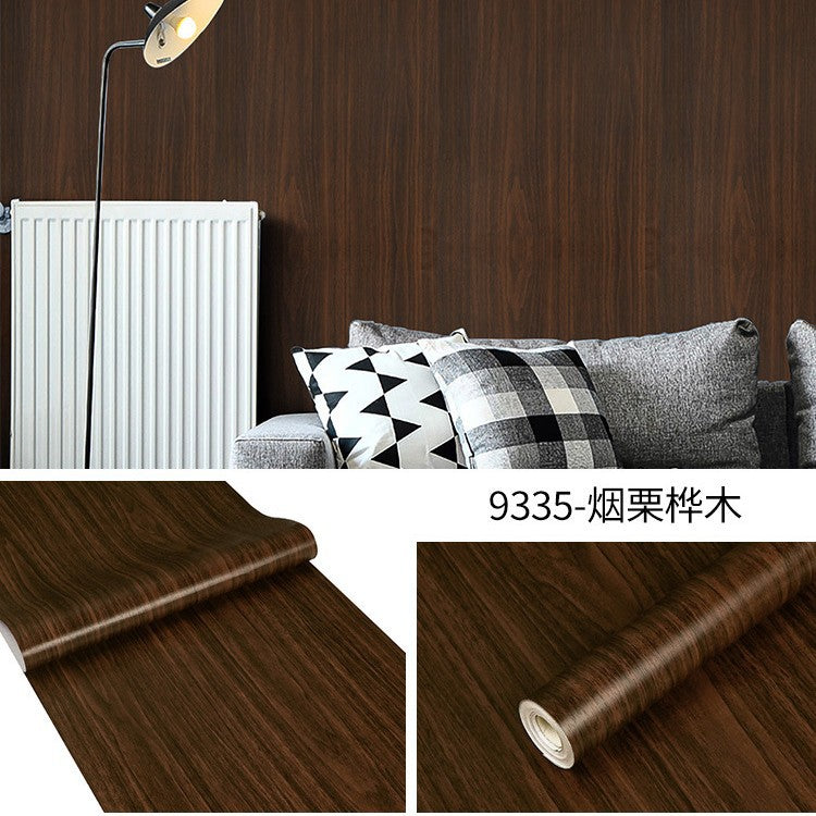 Cross-border exclusive wallpaper self-adhesive waterproof imitation wood grain pvc cabinet tables and chairs seamless furniture transformation sticker instant sticker