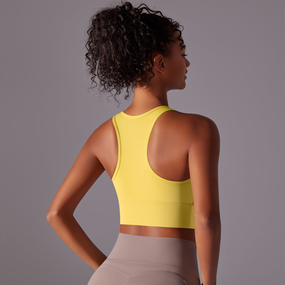 New arrival beautiful back fixed cup all-in-one yoga wear vest high intensity sports intimates women's bubble wrap fitness bra