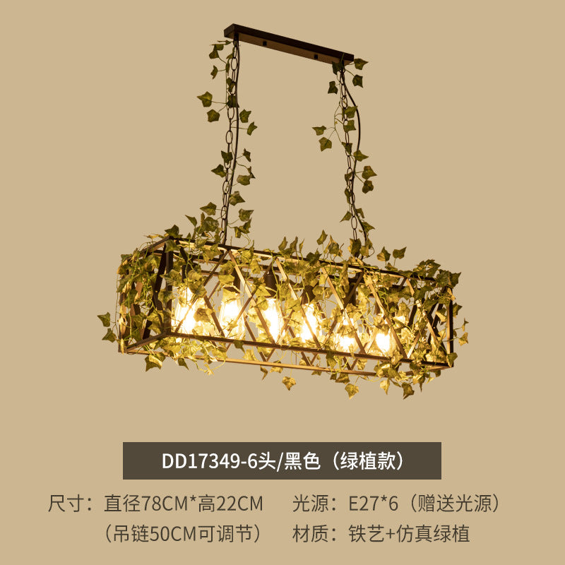 American industrial wind wrought iron bar counter plant bird cage chandelier creative personality art retro restaurant lamp green plant light